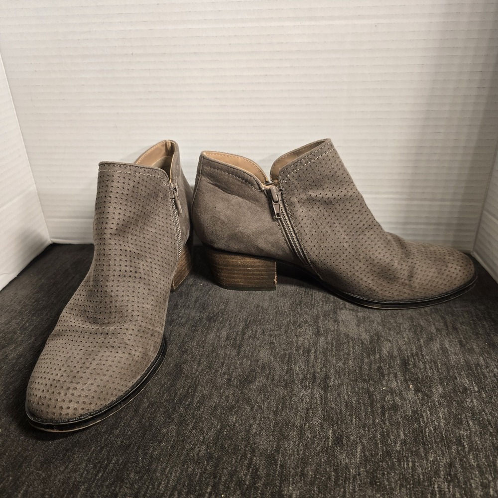 Lifestride Blake Microfiber Heeled Booties Womens Size 8.5M Neutral Tan